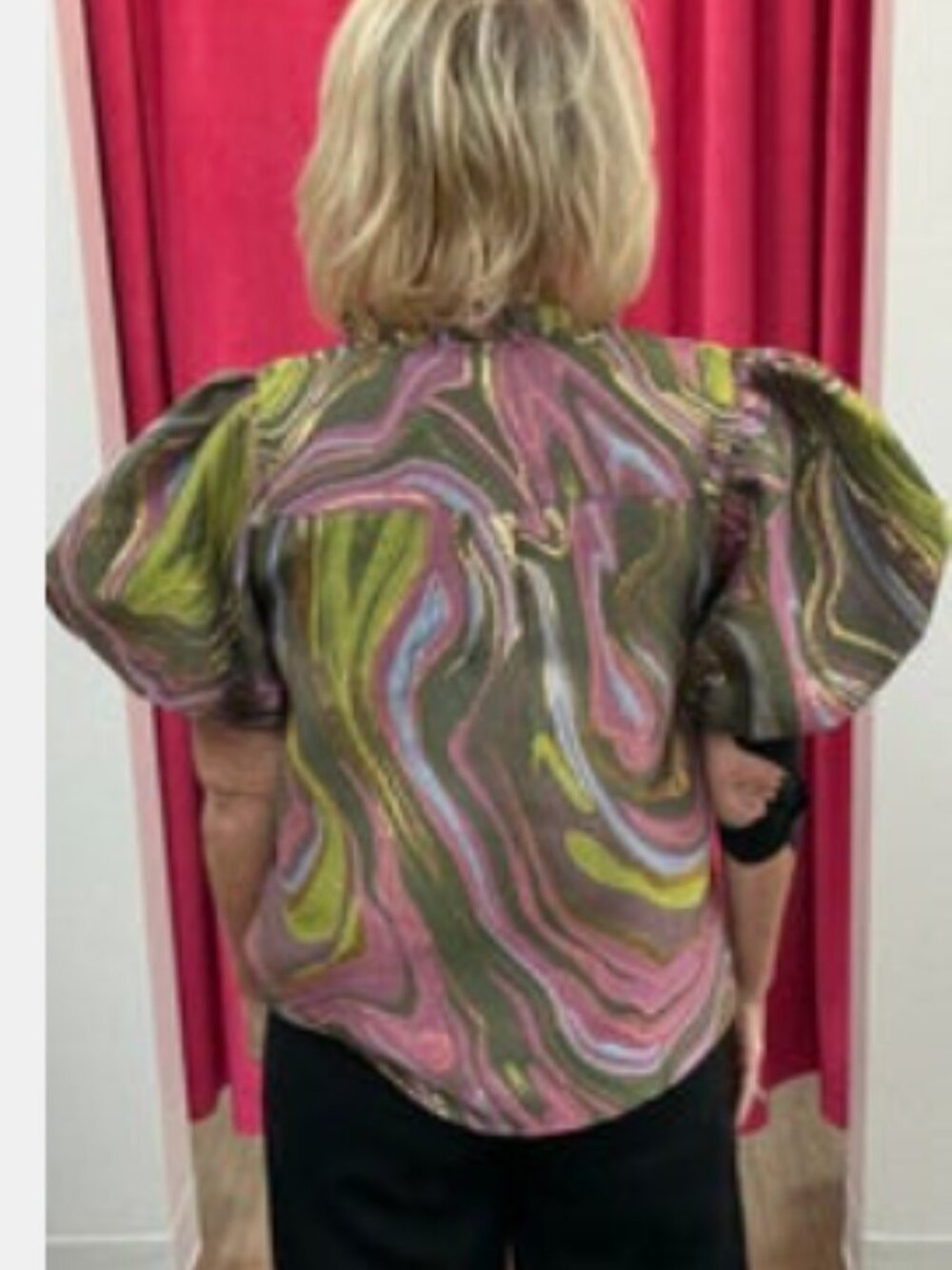 Abstract Jacquard Ruffle Top -NWT - Picture 4 of 4